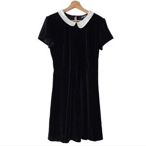 Hot Topic Velvet Black White A Line Dress Sz XL Goth Dark Academia